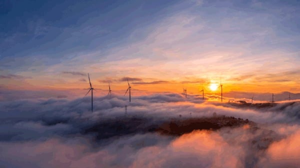 Wind turbines above the clouds
