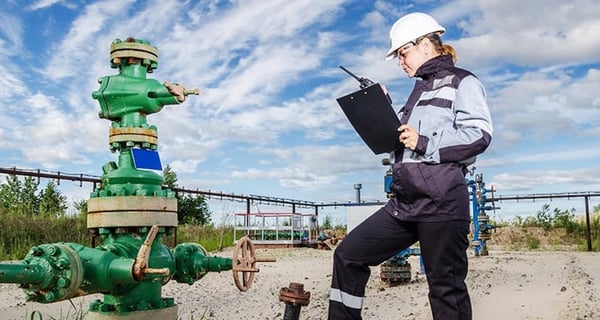 Technician checking gas mains