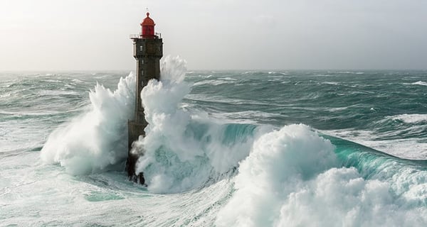 Lighthouse in a stormy sea